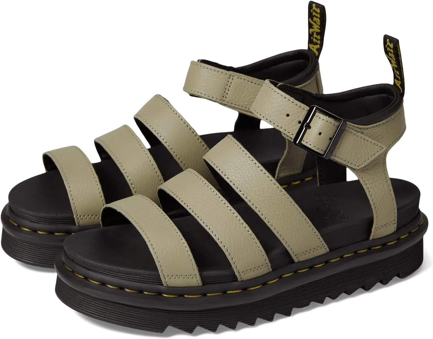 Dr. Martens Women's Blaire Fisherman Sandal, Pale Olive Pisa Leather,