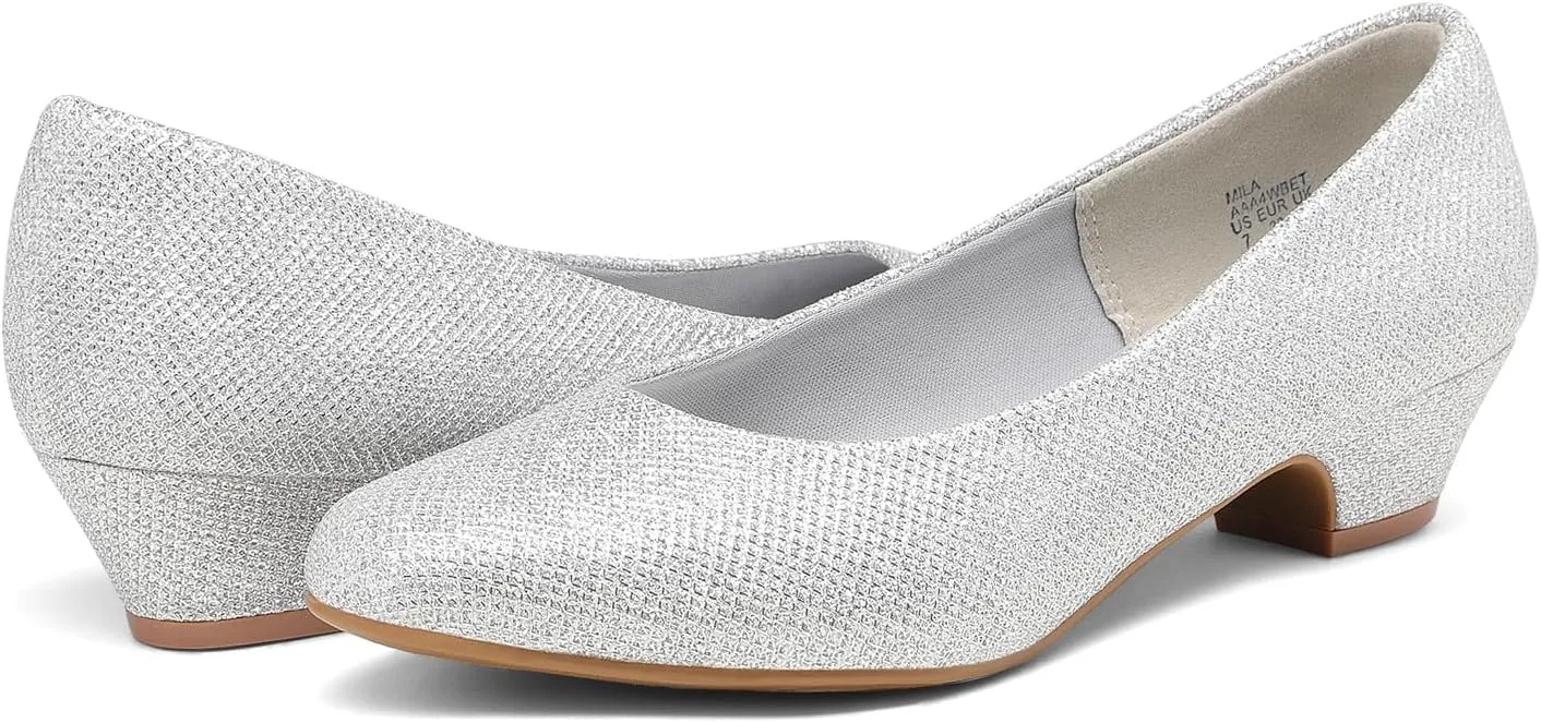DREAM PAIRS Women's Mila Low Chunky Heel Pump Shoes