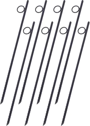 Durable Steel Rebar Stakes with Enhanced Grip for Outdoor Stability, 3/8" x 18" Design, Tents and Canopies, Set of 8