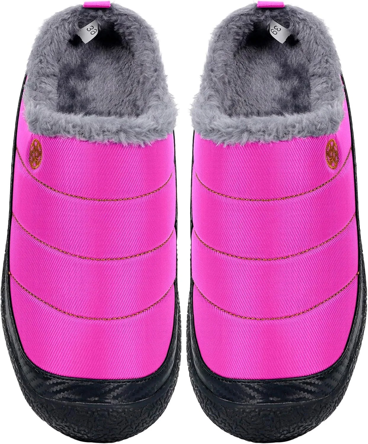 Eagsouni Womens Mens House Slippers Slip on Snow Winter Warm Fully Fur Lined Slippers Indoor Outdoor Shoes