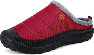 Eagsouni Womens Mens House Slippers Slip on Snow Winter Warm Fully Fur Lined Slippers Indoor Outdoor Shoes