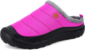 Eagsouni Womens Mens House Slippers Slip on Snow Winter Warm Fully Fur Lined Slippers Indoor Outdoor Shoes
