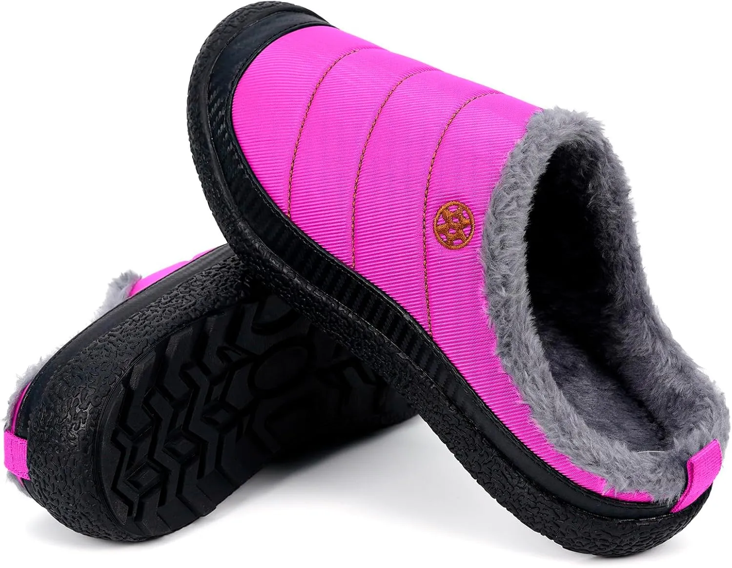 Eagsouni Womens Mens House Slippers Slip on Snow Winter Warm Fully Fur Lined Slippers Indoor Outdoor Shoes