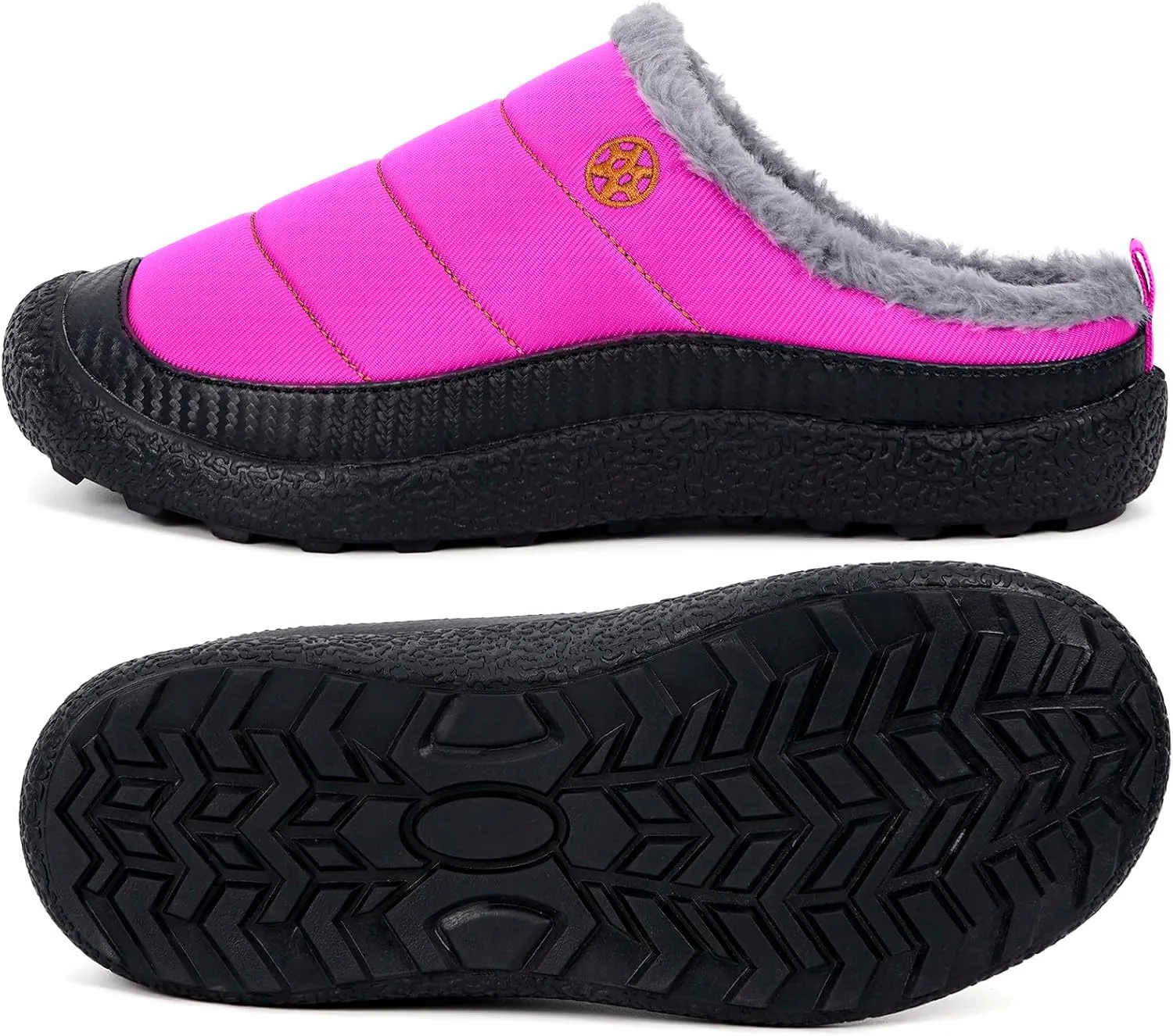 Eagsouni Womens Mens House Slippers Slip on Snow Winter Warm Fully Fur Lined Slippers Indoor Outdoor Shoes