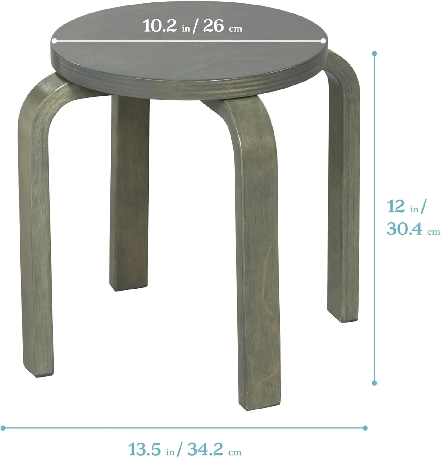 ECR4Kids Bentwood Stackable Stools, Classroom Furniture, Grey Wash, 6-Piece