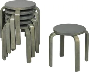 ECR4Kids Bentwood Stackable Stools, Classroom Furniture, Grey Wash, 6-Piece