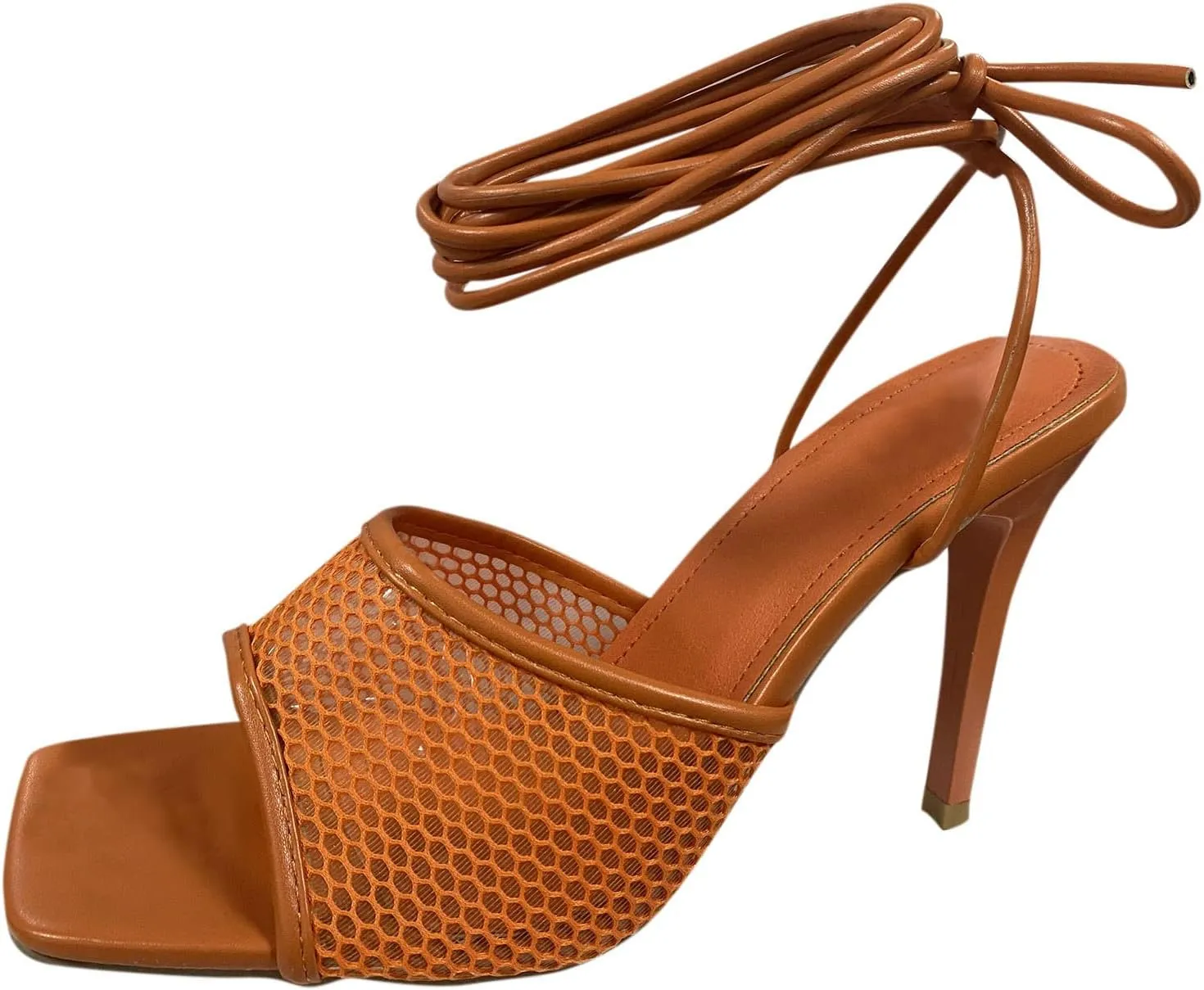 Eduavar Sandals for Women Dressy Summer, Womens Sandals Sexy High Sandals Strap Heel Mesh Solid Sandals Open Toe Comfy Sandals