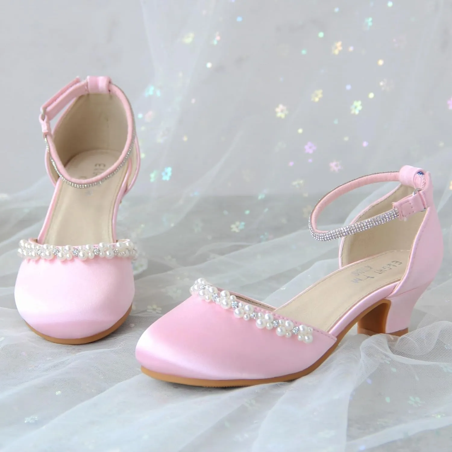 EIGHT KM Girls High Heels - Weeding Party Little Girl Heels Multi-Colored Ages 3-13 Years - High Heels for Girls & Kids - Wide Fit Toddler High Heels High Heels for Kids