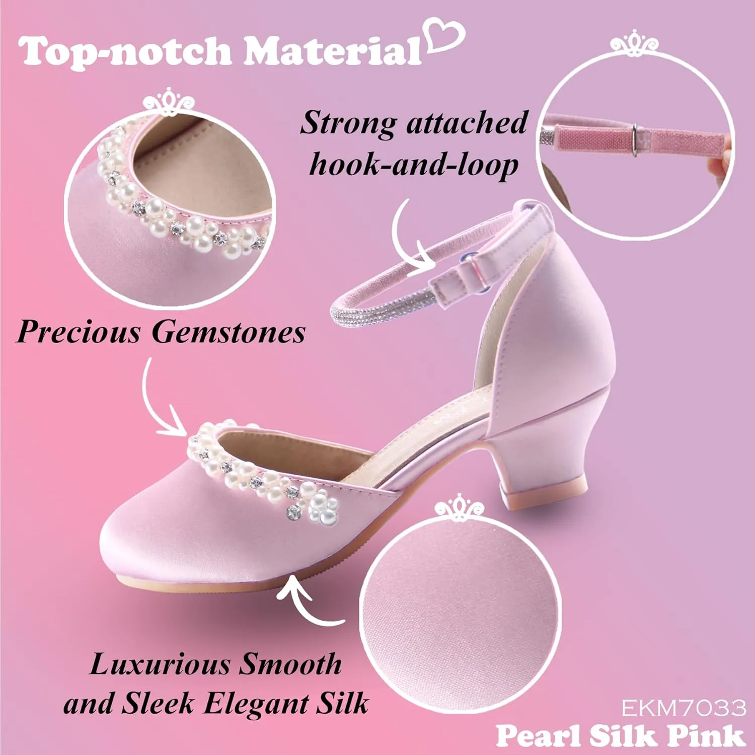 EIGHT KM Girls High Heels - Weeding Party Little Girl Heels Multi-Colored Ages 3-13 Years - High Heels for Girls & Kids - Wide Fit Toddler High Heels High Heels for Kids
