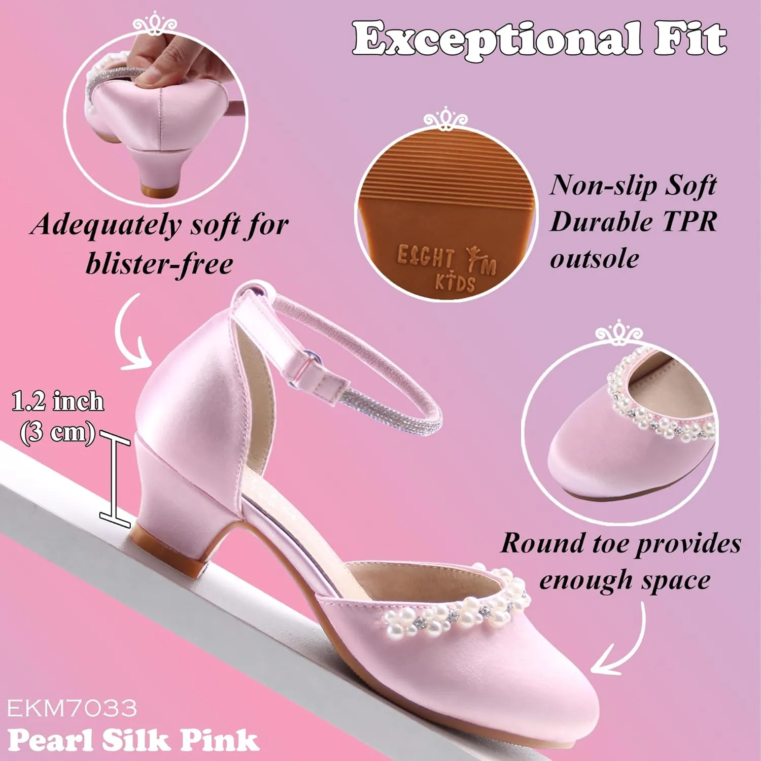 EIGHT KM Girls High Heels - Weeding Party Little Girl Heels Multi-Colored Ages 3-13 Years - High Heels for Girls & Kids - Wide Fit Toddler High Heels High Heels for Kids