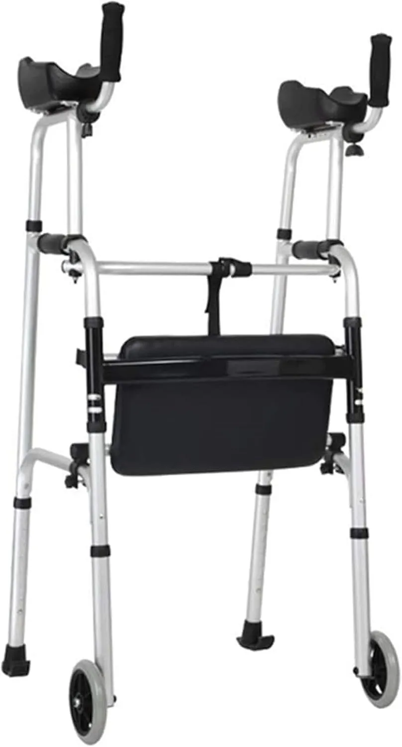 Elderly Walking Frame Standard Walkers, Folding Walker with Arm Rest Pad,5" Wheels and Fold-up Legs, Lightweight & Portable,with Storage Bag Interesting Lofty Ambition Thoughtful