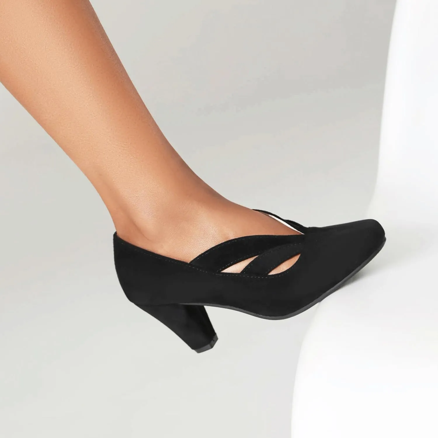 Elerhythm Women's Mary Jane Vintage Heels Gatsby 1920s Pumps Closed Round Toe 1950s Victorian Retro Shoes