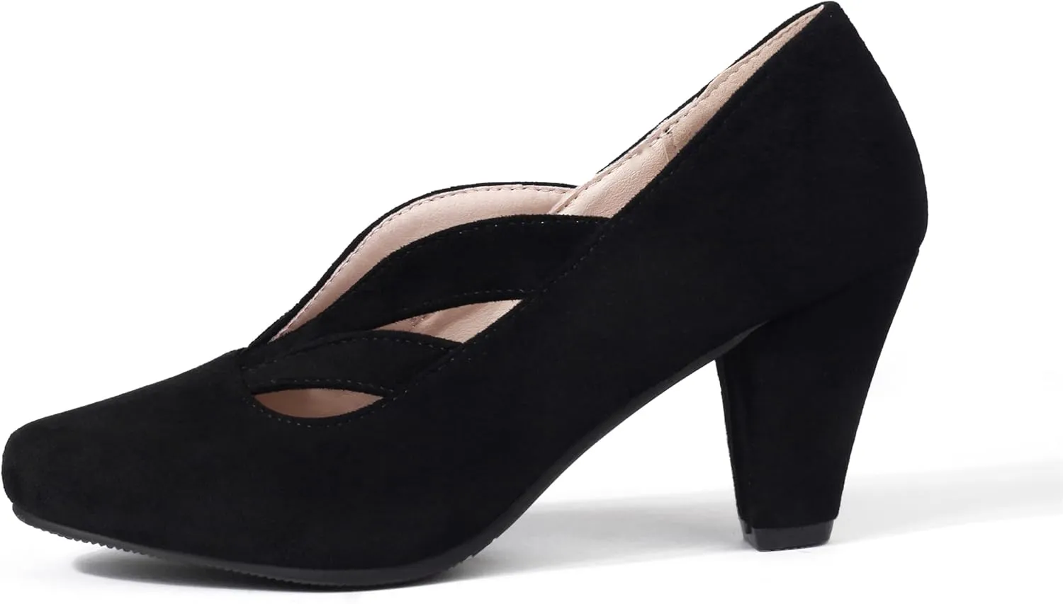 Elerhythm Women's Mary Jane Vintage Heels Gatsby 1920s Pumps Closed Round Toe 1950s Victorian Retro Shoes