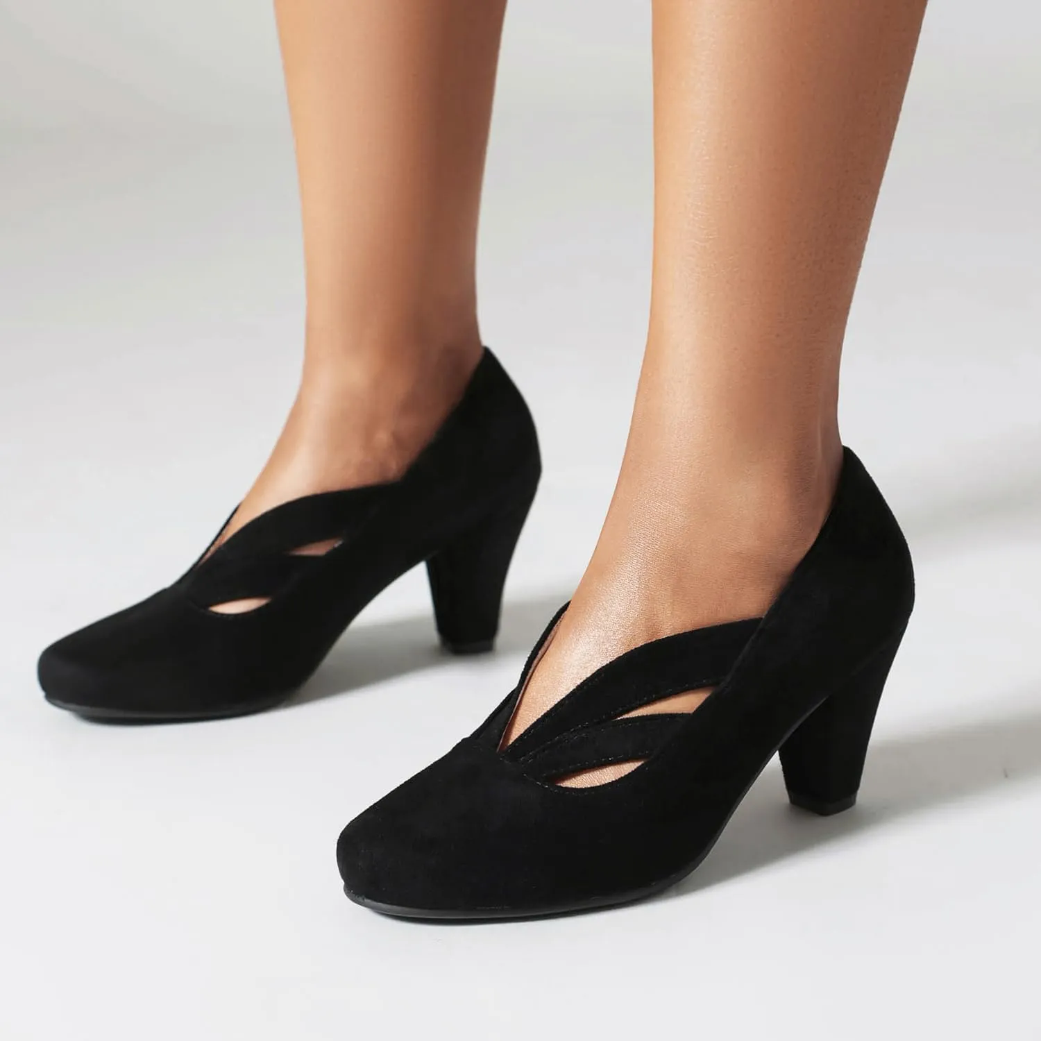 Elerhythm Women's Mary Jane Vintage Heels Gatsby 1920s Pumps Closed Round Toe 1950s Victorian Retro Shoes