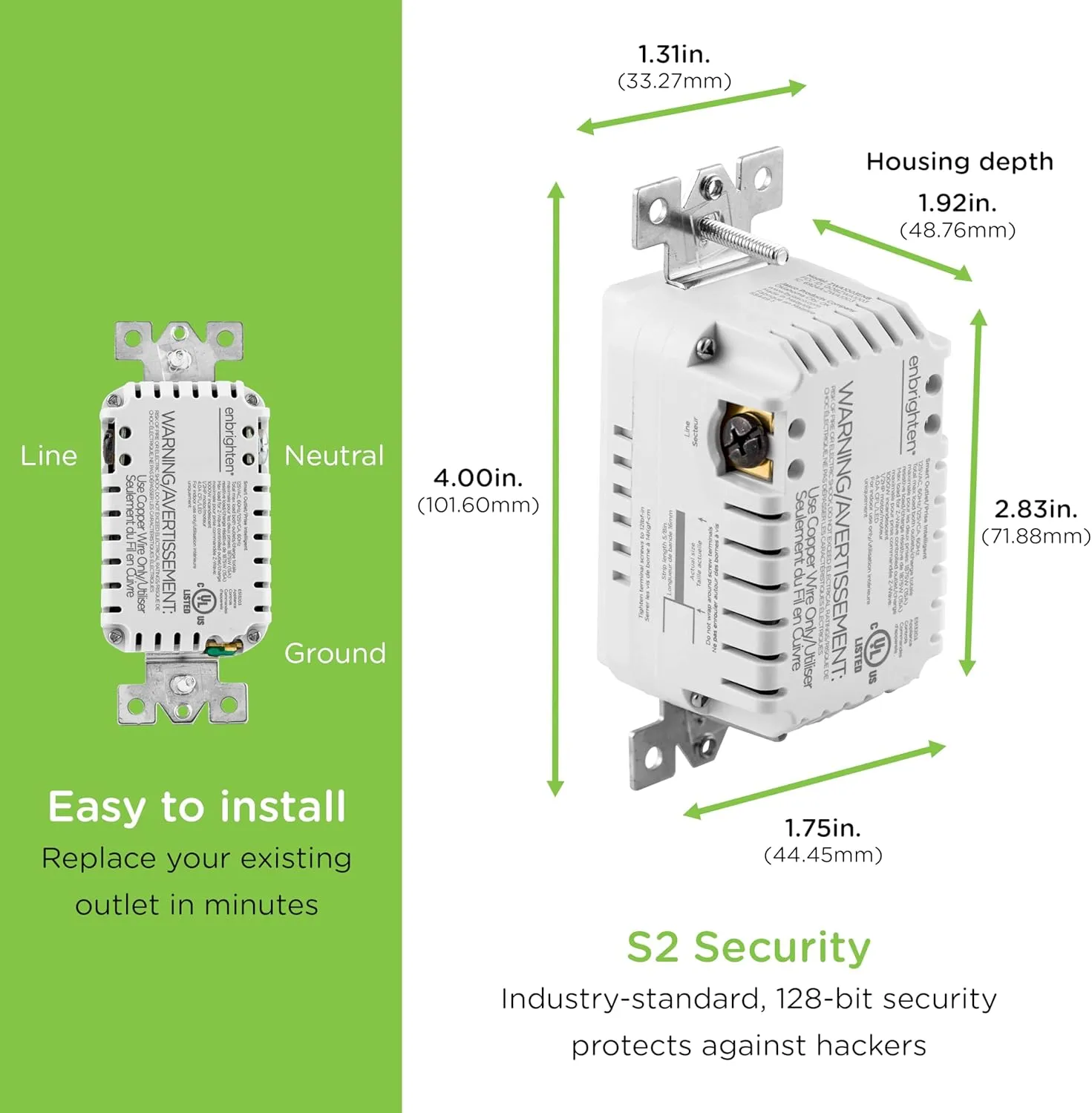 Enbrighten Z-Wave Plus Smart Receptacle, Works with Alexa, Google Assistant, Tamper-Resistant, Z-Wave Outlet, Always On Outlet, Hub Required, Smart Outlet, Lamps, Small Appliances, 700 Series, 58449