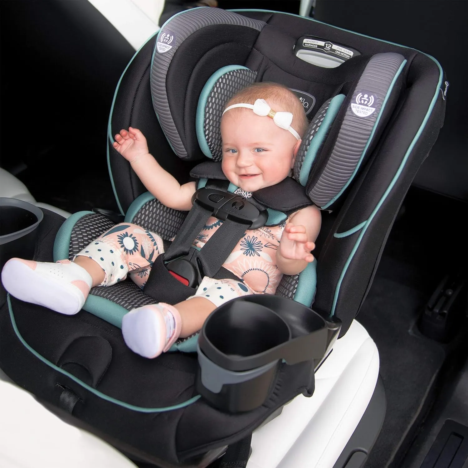 Evenflo EveryFit/All4One 3-in-1 Convertible Car Seat w/Quick Clean Cover (Kingsley Black)