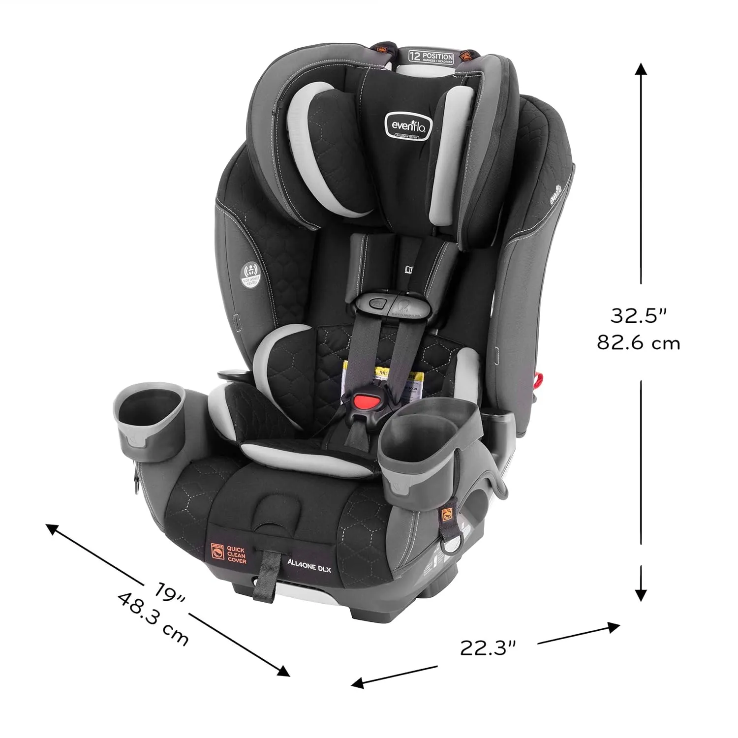Evenflo EveryFit/All4One 3-in-1 Convertible Car Seat w/Quick Clean Cover (Kingsley Black)