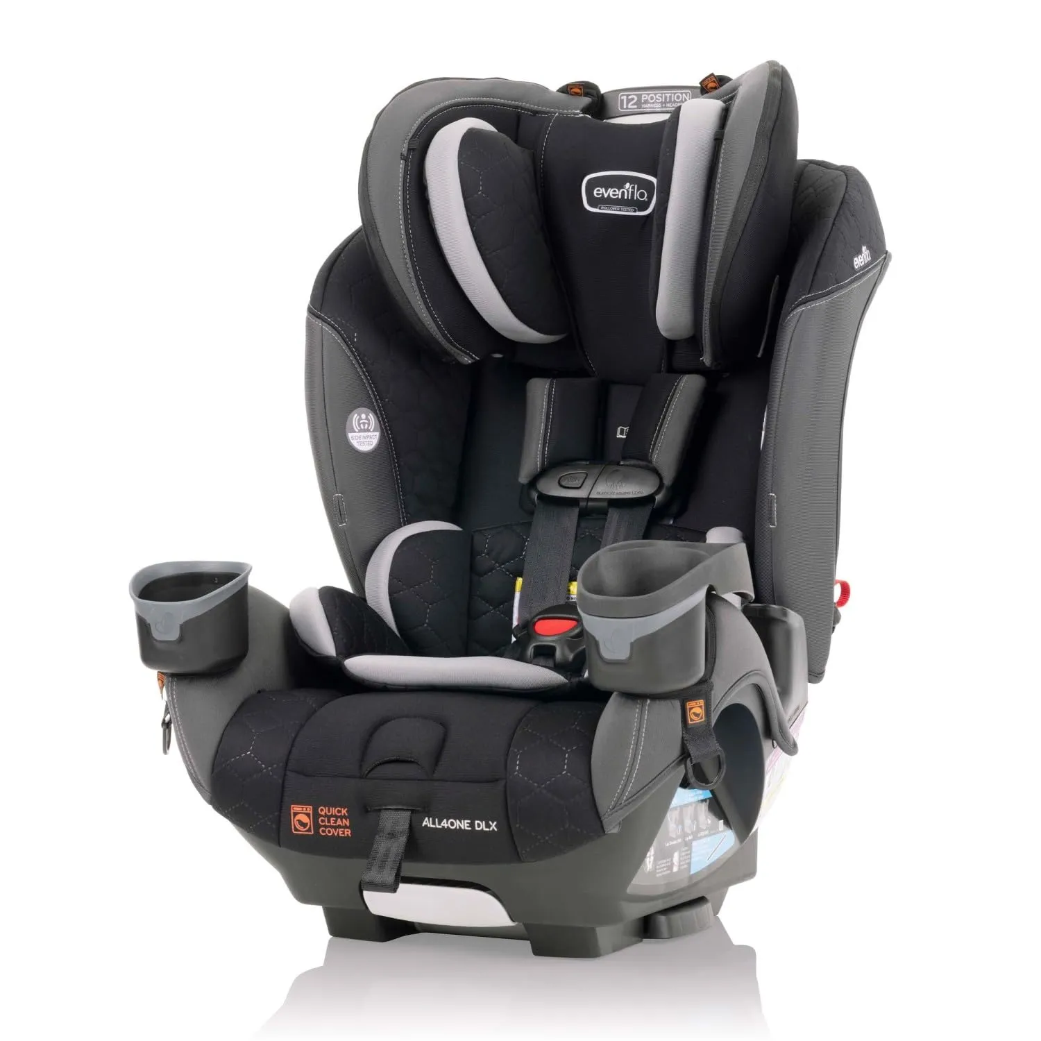 Evenflo EveryFit/All4One 3-in-1 Convertible Car Seat w/Quick Clean Cover (Kingsley Black)