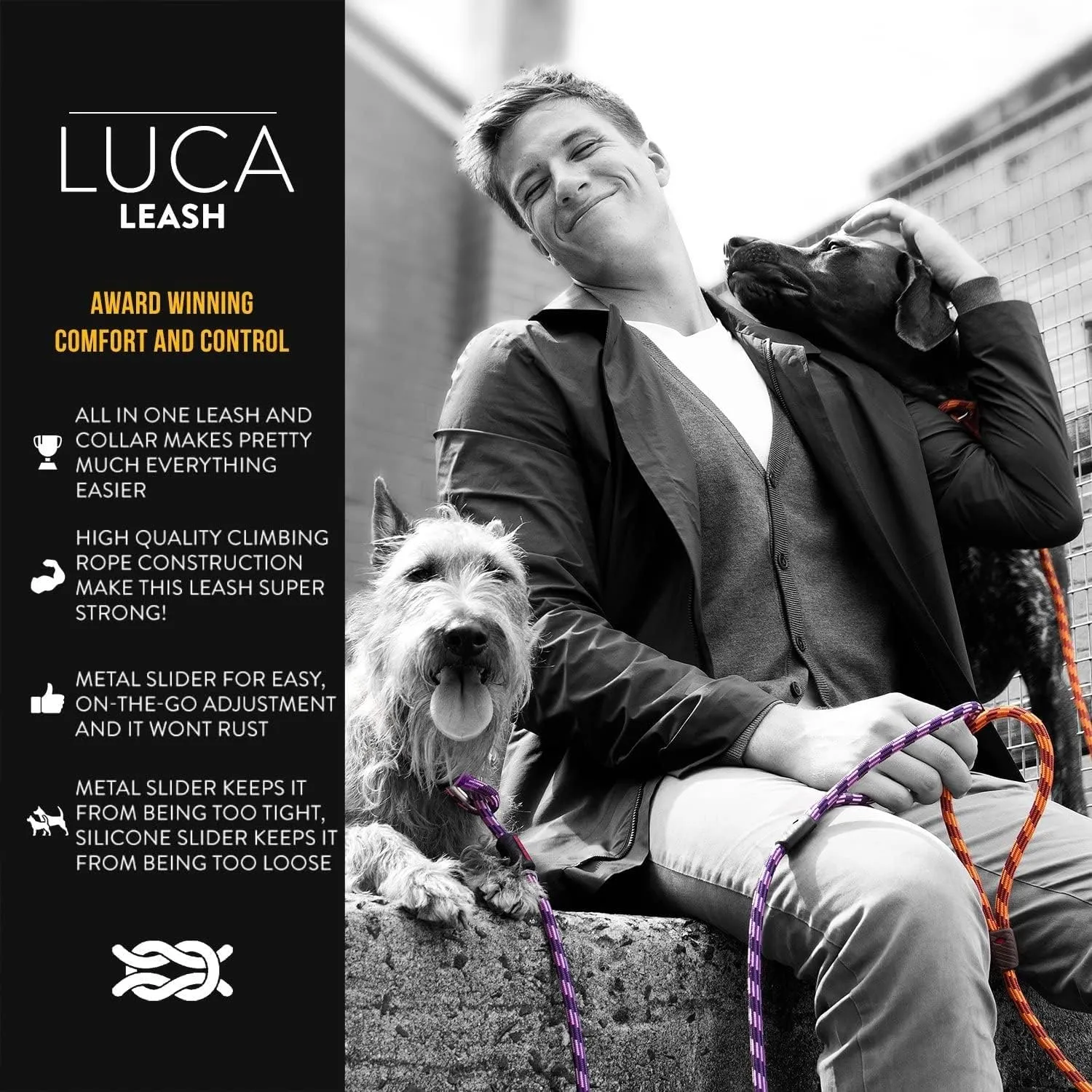 EzyDog Luca Slip Lead Dual Function Heavy Duty Rope Leash for Dogs That Pull Slip Leash & Gentle Lead Head Halter, Small (5.5ft x .23', Orange)