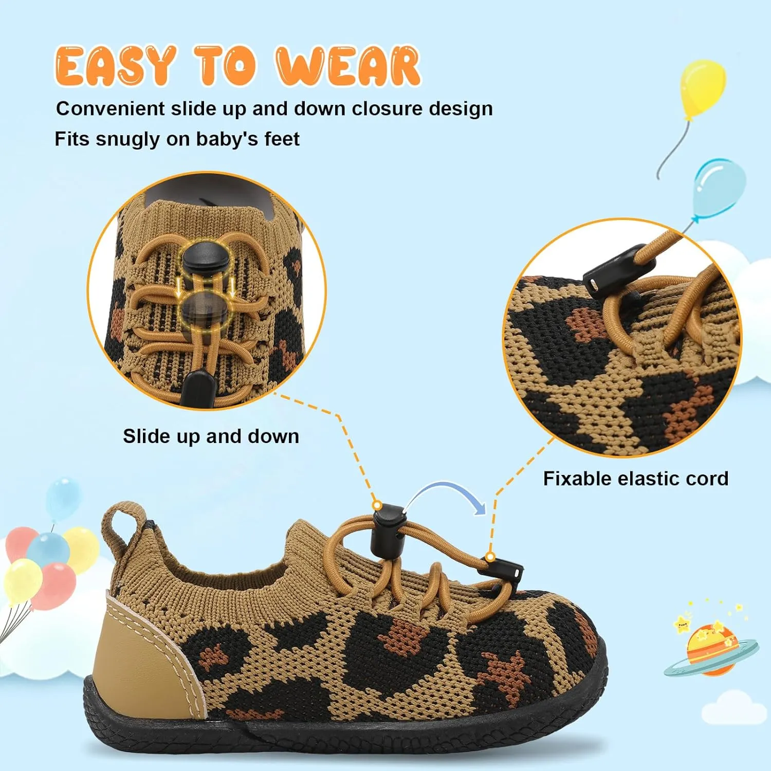 FEETCITY Baby Shoes Boys Girls First Walking Shoes Infant Sneakers Crib Shoes Breathable Lightweight Slip On Shoes