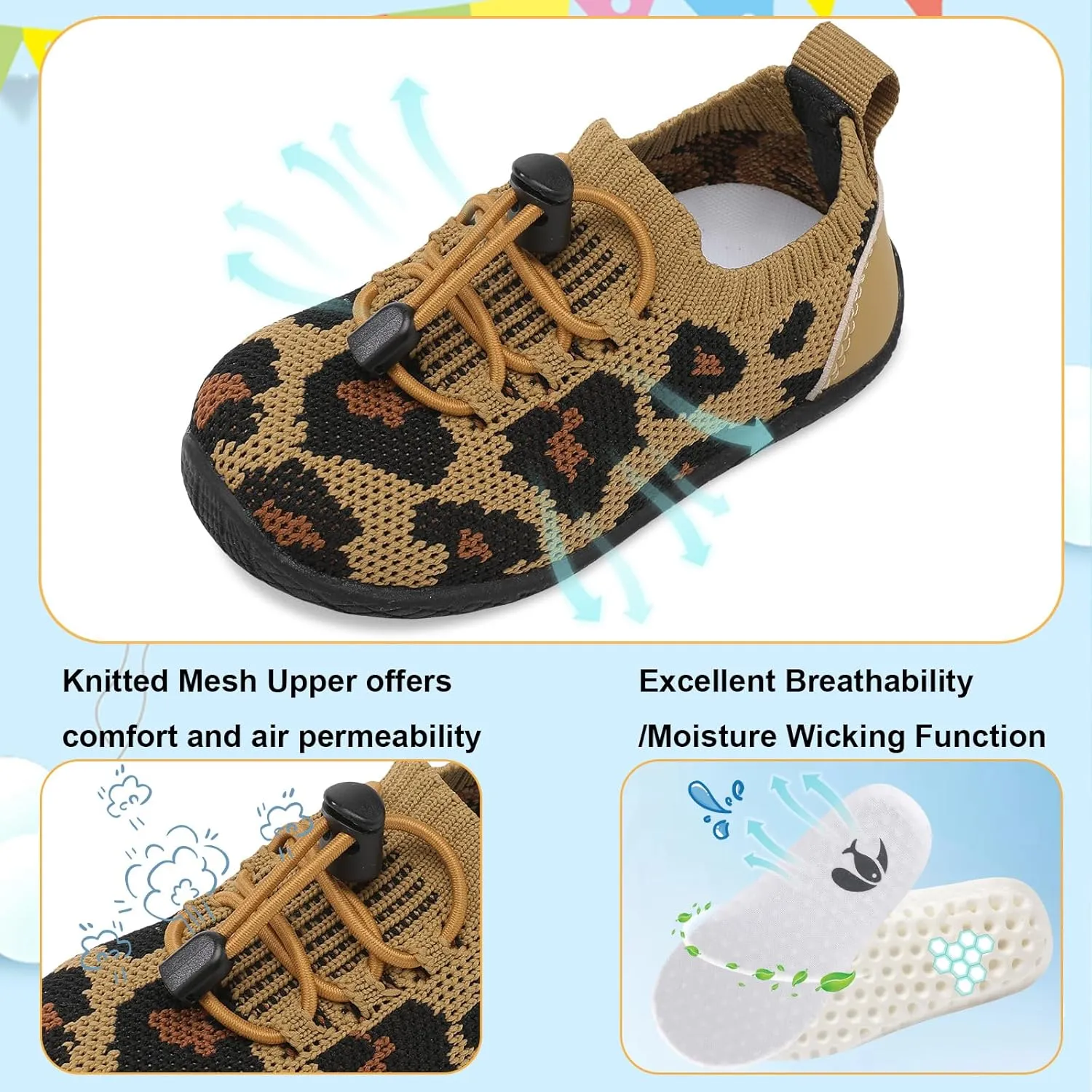 FEETCITY Baby Shoes Boys Girls First Walking Shoes Infant Sneakers Crib Shoes Breathable Lightweight Slip On Shoes