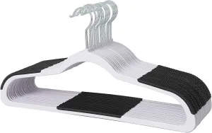 Finnhomy Heavy Duty 50 Pack Plastic Hangers, Clothes Hangers with New Generation Non-Slip Pads,Space Saving Easy Slide Organizer for Bedroom Closet, Great for Shirts, Pants, White