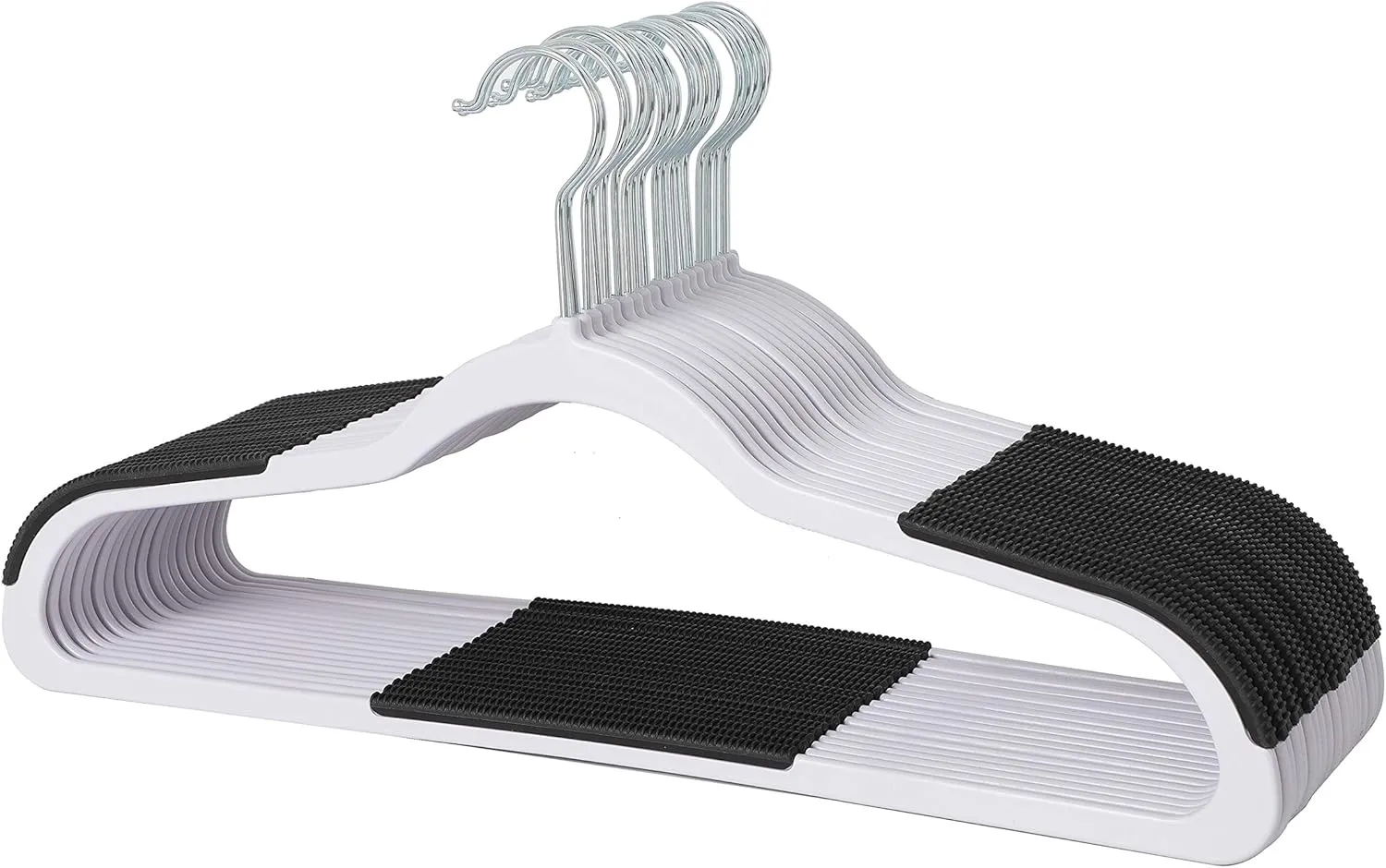 Finnhomy Heavy Duty 50 Pack Plastic Hangers, Clothes Hangers with New Generation Non-Slip Pads,Space Saving Easy Slide Organizer for Bedroom Closet, Great for Shirts, Pants, White