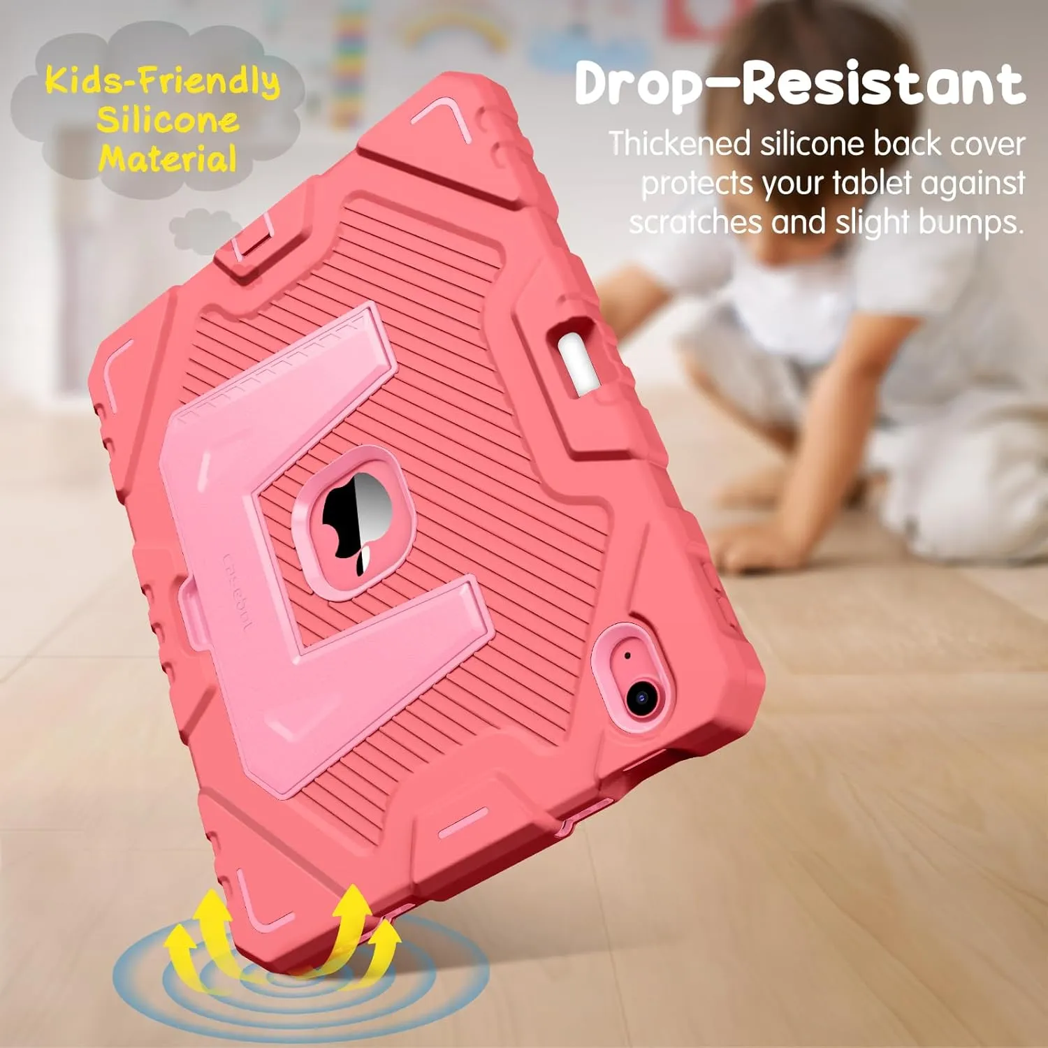 Fintie Kids Friendly Case for iPad (A16) 11th Generation 11 Inch (2025), iPad 10th Generation 10.9 Inch (2022), Fully-Body Rugged Heavy Duty Shockproof Protective Case with Kickstand, Pink