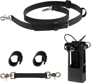 Firefighter Radio Strap and Holder Leather Bundle Set Includes Radio Holster, Strap, sway Strap, Cord Keepers