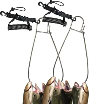 Fish Stringer Clip Large, Fishing Stringer Carry Multiple Large Fish, Quick Release 78”Steel Core Lanyard, Designed for Spearfishing, Kayak Fishing & Scuba Diving, Stainless