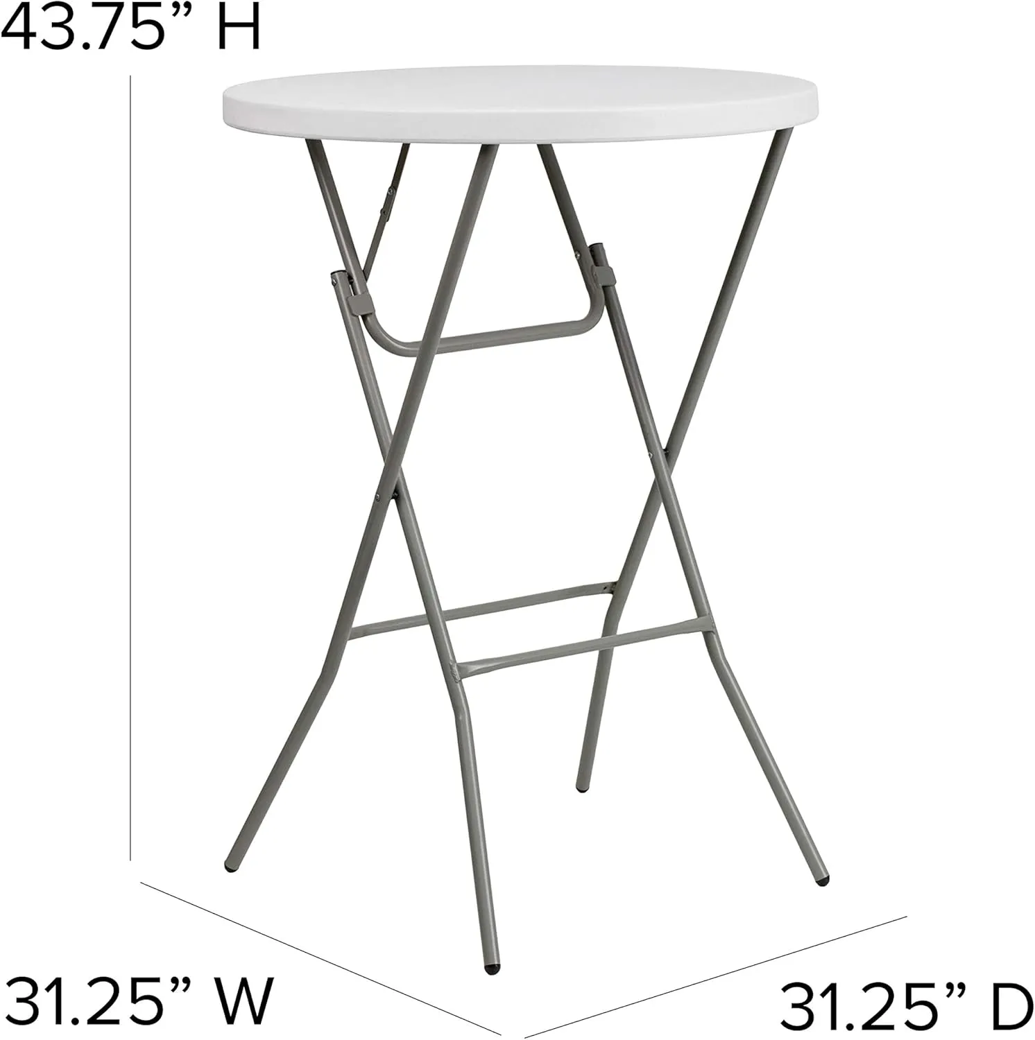 Flash Furniture 32" Round Folding Bar Height Tables for Parties and Commercial Events, Indoor/Outdoor Plastic Bar Height Folding Tables, Set of 4, White