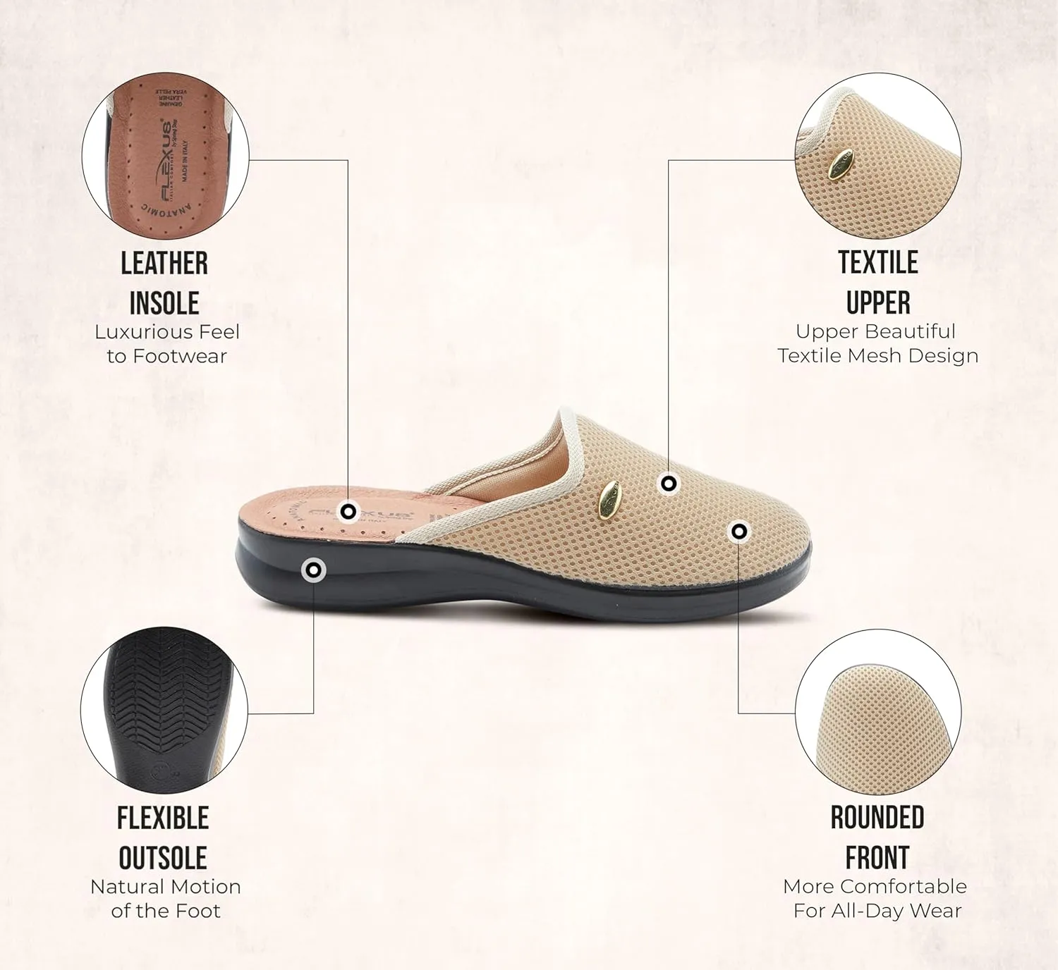 Flexus Spring Step Scuff Slippers for Women – Lightweight Indoor Footwear with Flexible Round Toe Design