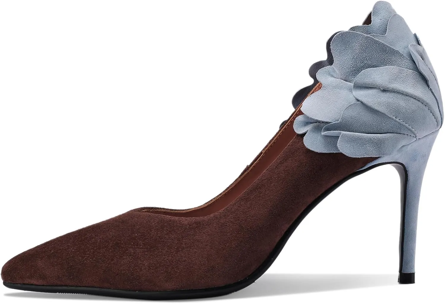 Floral High Heels for Women Stiletto Pointed Toe Pumps Closed Toe Dressy Comfortable Sexy Elegantes Faux Suede Wedding Slip On Formal Prom Sparkly 3 Inch Shoes