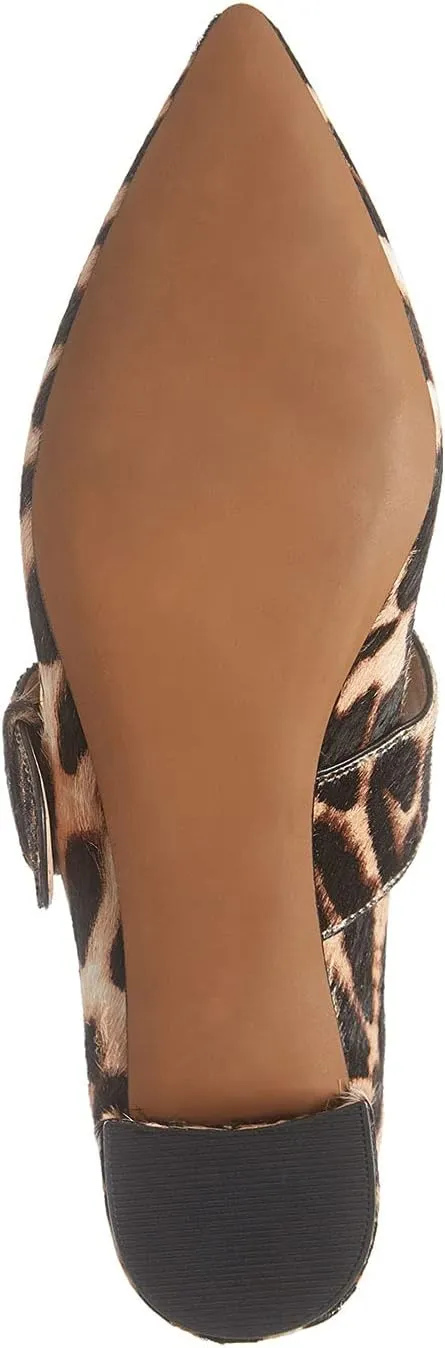 FOWT Women Embossed Snakeskin Pointed Toe Mid Chunky Heel Pumps Sexy Slip on Wide Mary-Jane Strap with Round Buckle Heels Business Office Party Unisex Shoes 4-16 US Size