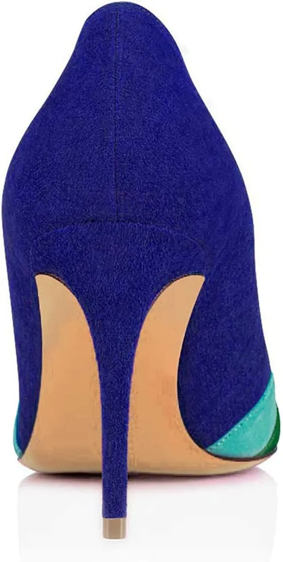 FOWT Women Kitten Heels Pumps High Heel Pointed Toe Pump Slip-on Rainbow Shoes for Dress Party Girl Ladies Full Size 4-16 M US