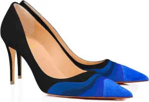 FOWT Women Kitten Heels Pumps High Heel Pointed Toe Pump Slip-on Rainbow Shoes for Dress Party Girl Ladies Full Size 4-16 M US