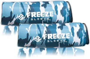 FreezeSleeve Ice and Heat Therapy Sleeve | Reusable Ice Pack Flexible Gel Compression Sleeve for Pain Relief and Recovery of Elbow Knee Ankle Leg Wrist Injuries | Blue Camo Small Medium 2 Pieces
