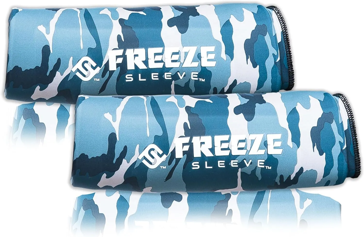 FreezeSleeve Ice and Heat Therapy Sleeve | Reusable Ice Pack Flexible Gel Compression Sleeve for Pain Relief and Recovery of Elbow Knee Ankle Leg Wrist Injuries | Blue Camo Small Medium 2 Pieces