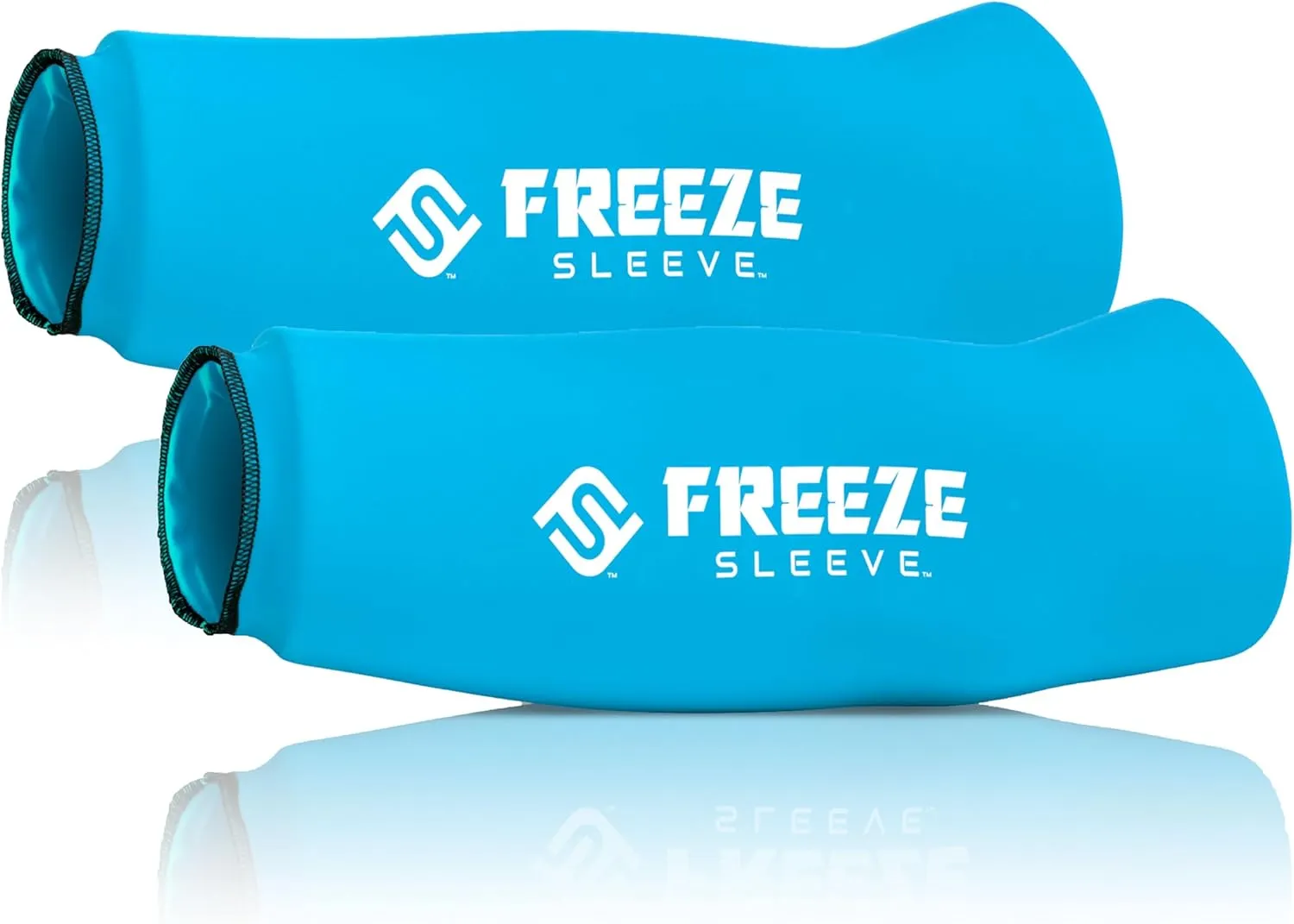 FreezeSleeve Ice and Heat Therapy Sleeve | Reusable Ice Pack Flexible Gel Compression Sleeve for Pain Relief and Recovery of Elbow Knee Ankle Leg Wrist Injuries | Turquoise Large 2 Pieces