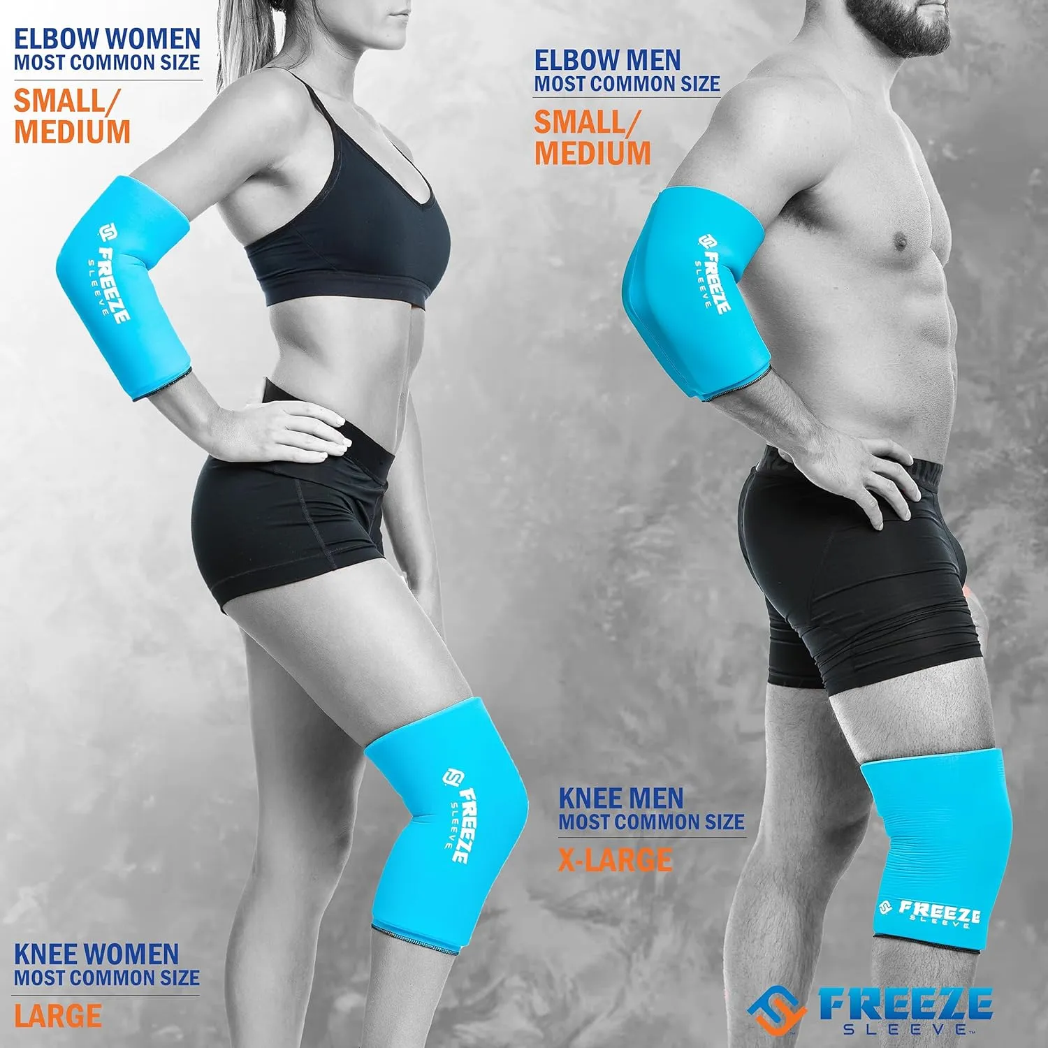 FreezeSleeve Ice and Heat Therapy Sleeve | Reusable Ice Pack Flexible Gel Compression Sleeve for Pain Relief and Recovery of Elbow Knee Ankle Leg Wrist Injuries | Turquoise Large 2 Pieces