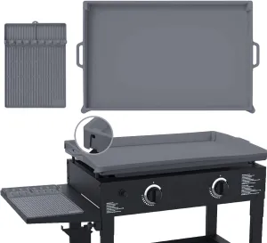 Full Wrap-Around 22" Silicone Griddle Cover for Blackstone, Include 16" Silicone Spatula Mat，Premium Heavy Duty Food Grade Reusable Grill Mat, Blackstone Protective Cover Kit Grey