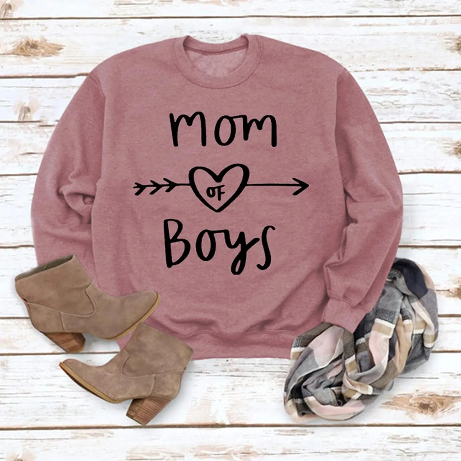 GaoCold Mom of Boys Sweatshirt Women Long Sleeve Letters Print Pullover Mama Sweatshirt Casual Loose Crewneck Tops For Winter