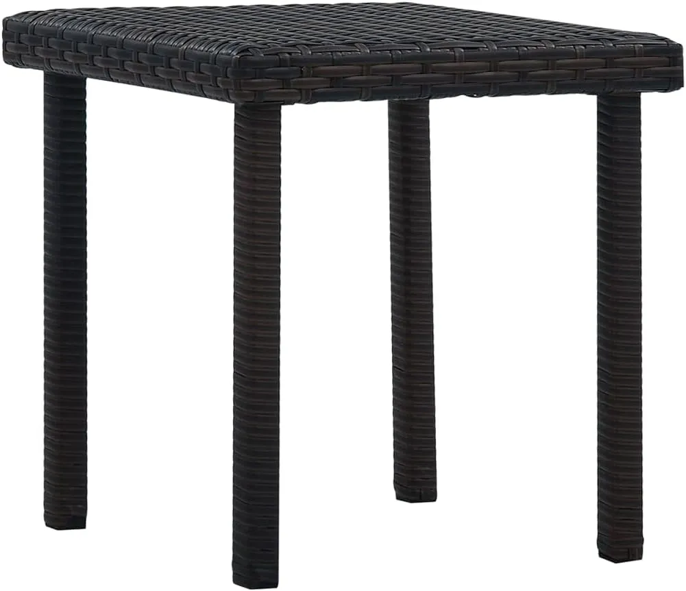 Garden Table Brown Poly Rattan, Powder-Coated Steel Small Durable - Outdoor Furniture for Coffee, Camping, Dining, Kitchen, Picnic and Living