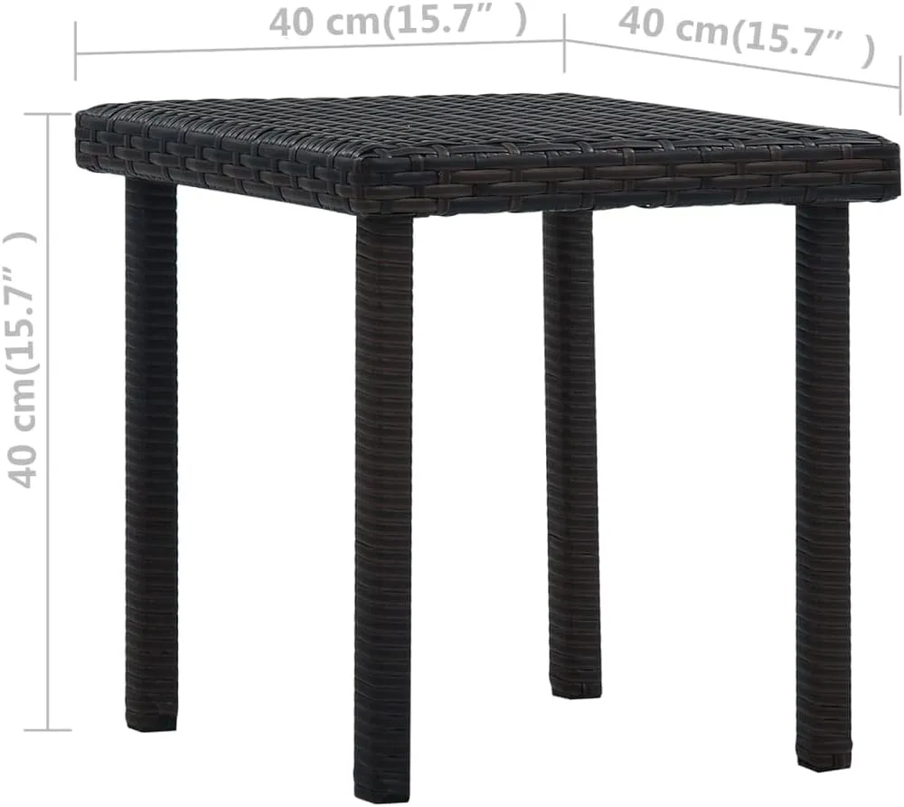 Garden Table Brown Poly Rattan, Powder-Coated Steel Small Durable - Outdoor Furniture for Coffee, Camping, Dining, Kitchen, Picnic and Living