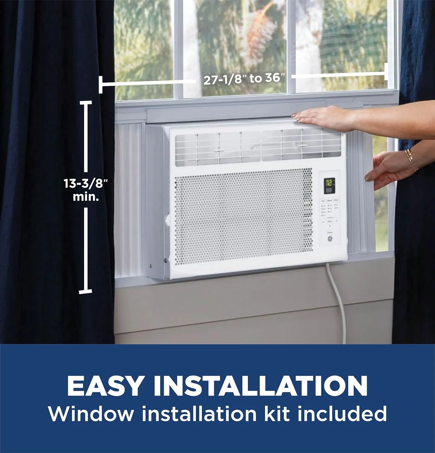 GE Window Air Conditioner Unit, 5,000 BTU with LED Controls for Small Rooms up to 150 sq ft., Adjustable Fan and Cooling Settings, Perfect for Guest or Living Room, Easy Install Kit Included, White