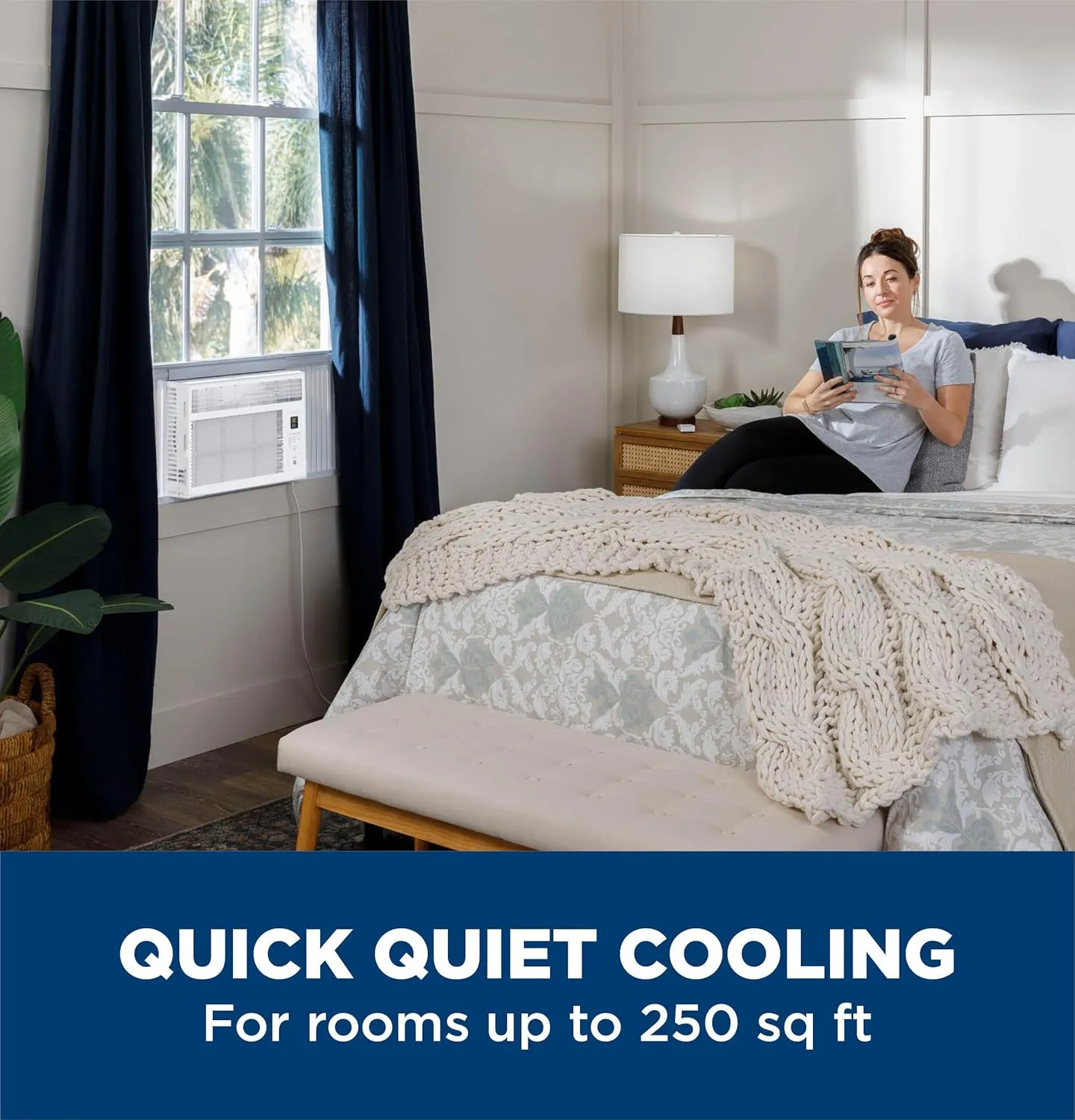 GE Window Air Conditioner Unit, 5,000 BTU with LED Controls for Small Rooms up to 150 sq ft., Adjustable Fan and Cooling Settings, Perfect for Guest or Living Room, Easy Install Kit Included, White