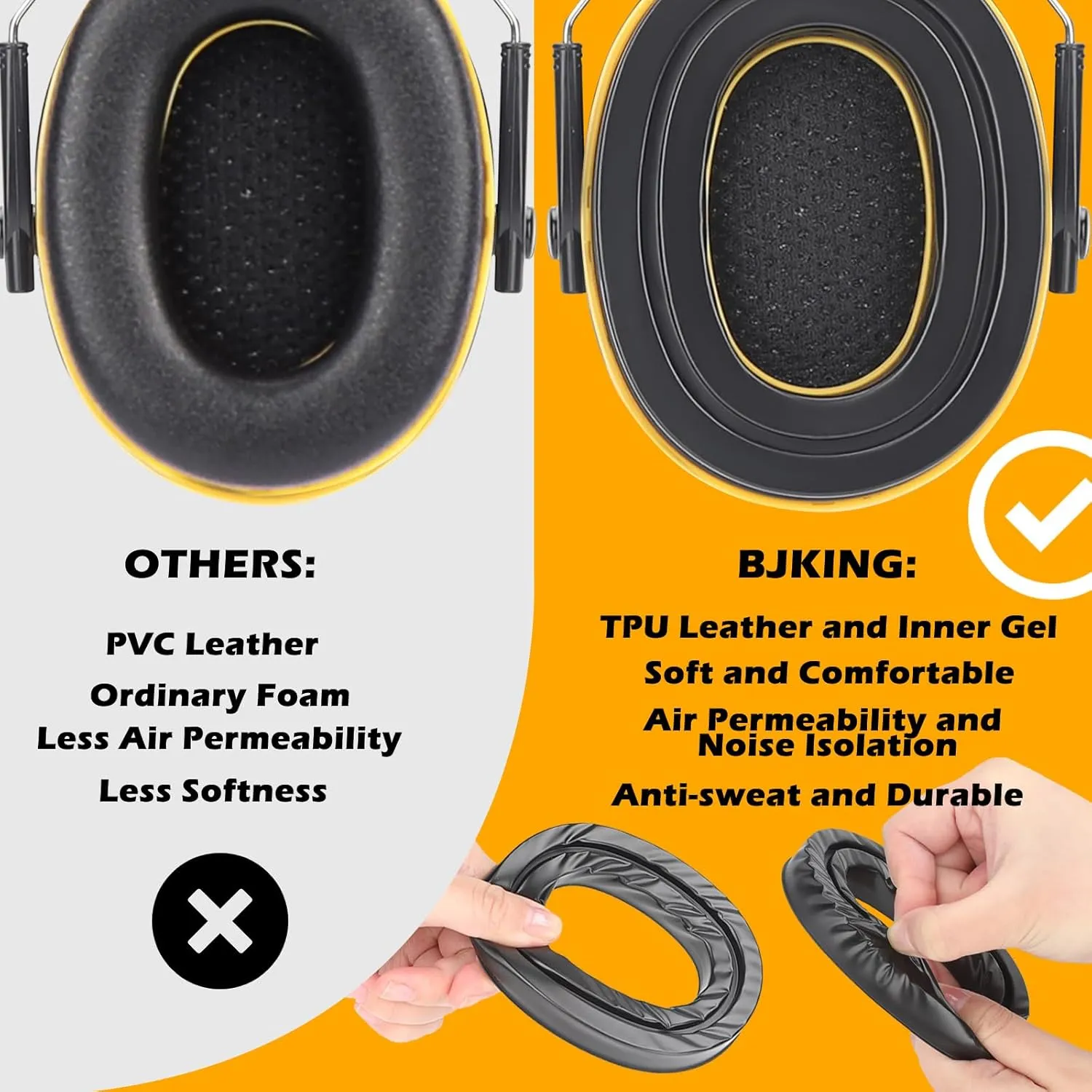Gel Ear Pads for 3M WorkTunes Connect Hearing Protector, High Density Noise Reduction Replacement Gel Cups for Peltor Sport Tactical 300/500