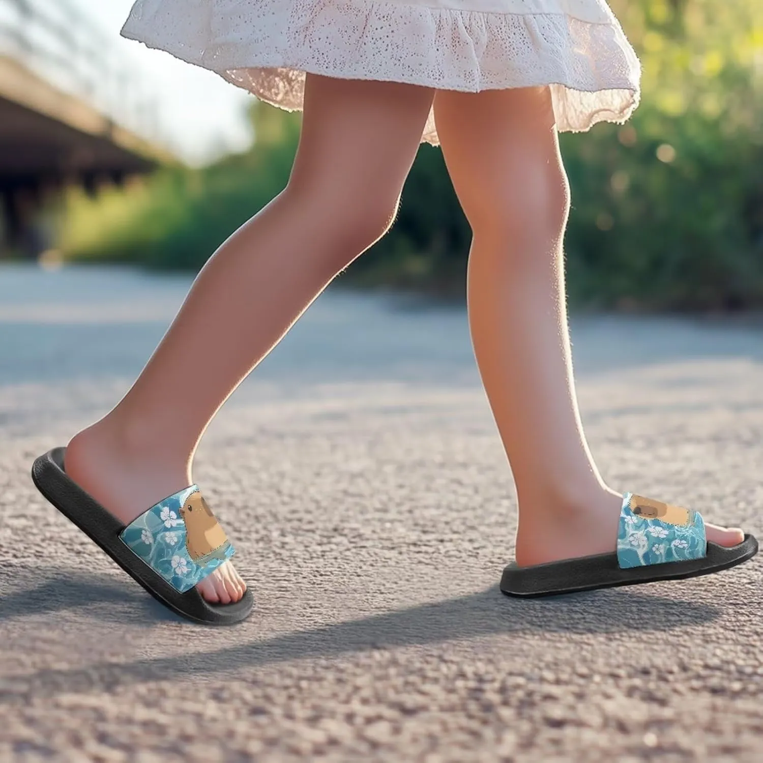 Girls Slide Sandals Lightweight Kids Summer Slippers Suitable Park, Have a Picnic
