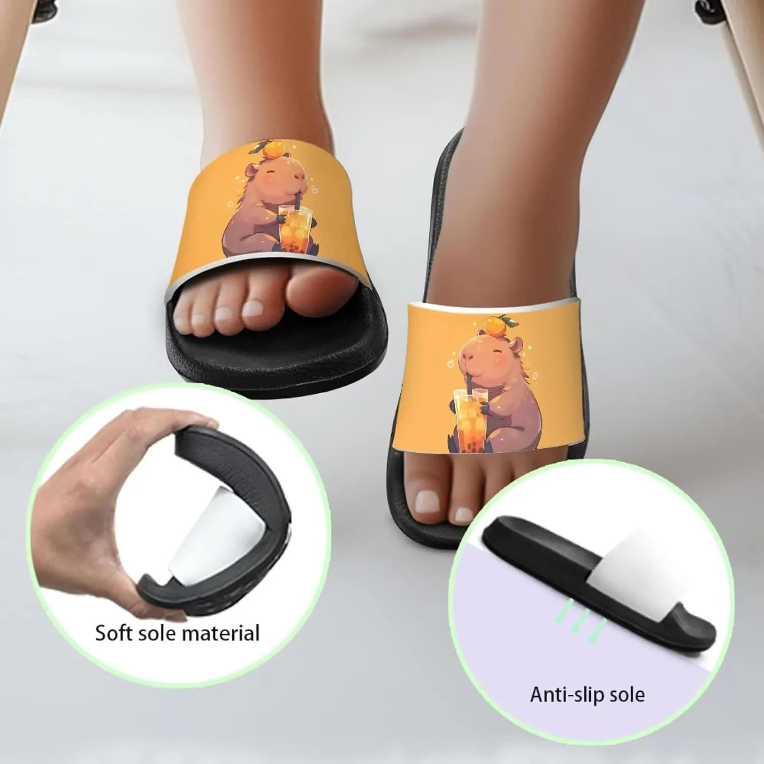 Girls Slide Sandals Non Slip Summer House Slippers Kids Open Toe Beach Slides Stylish Kids Shower Shoes