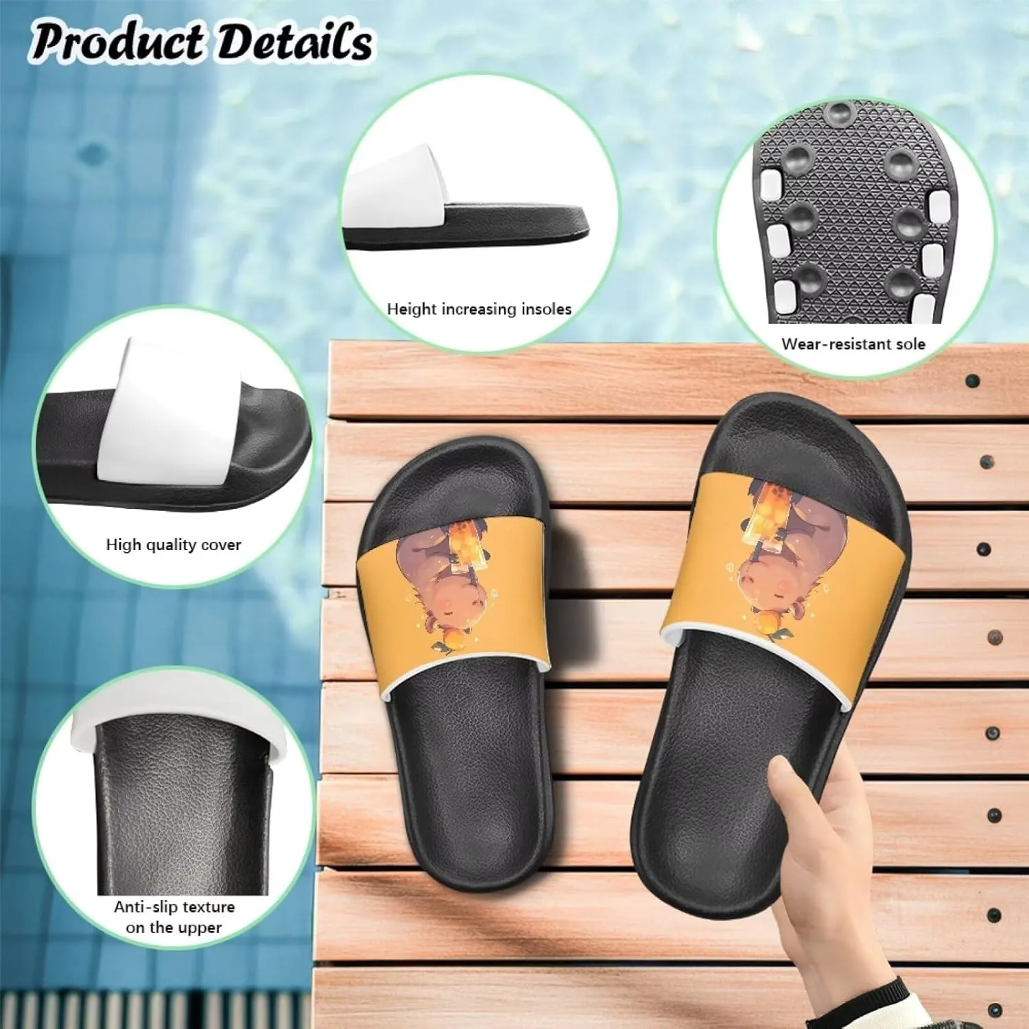 Girls Slide Sandals Non Slip Summer House Slippers Kids Open Toe Beach Slides Stylish Kids Shower Shoes